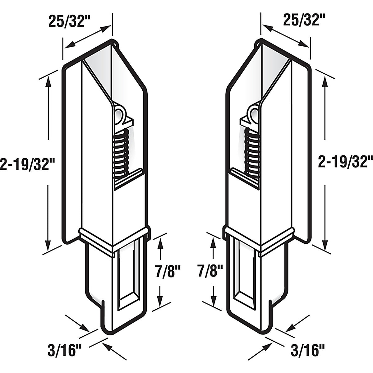 Prime-Line - N 6559 - Matte White Plastic Door Guide 1 pk