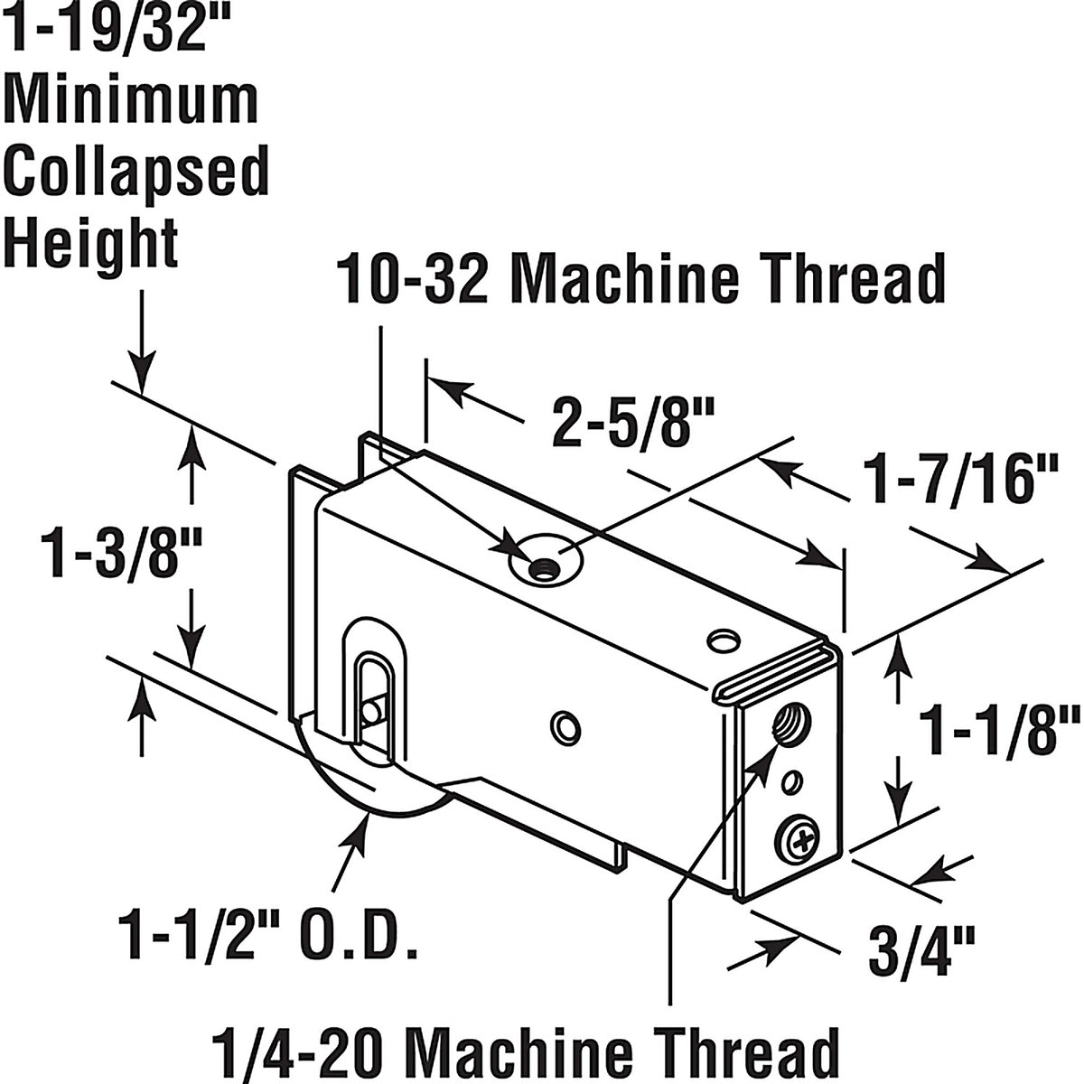Prime-Line - D 1831 - 1-1/2 in. D X 2-5/8 in. L Steel Roller Assembly 1 pk