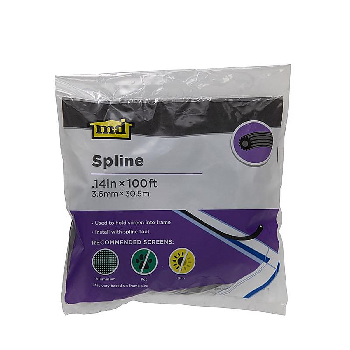 M-D - 14160 - Building Products 0.14 In. D X 100 Ft. L Screen Spline