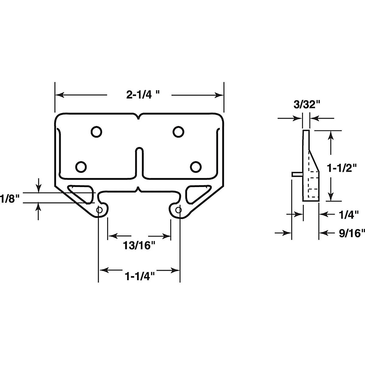 Prime-Line - R 7130 - 2.25 in. L Plastic Center Guide Drawer Track Guide 2 pk