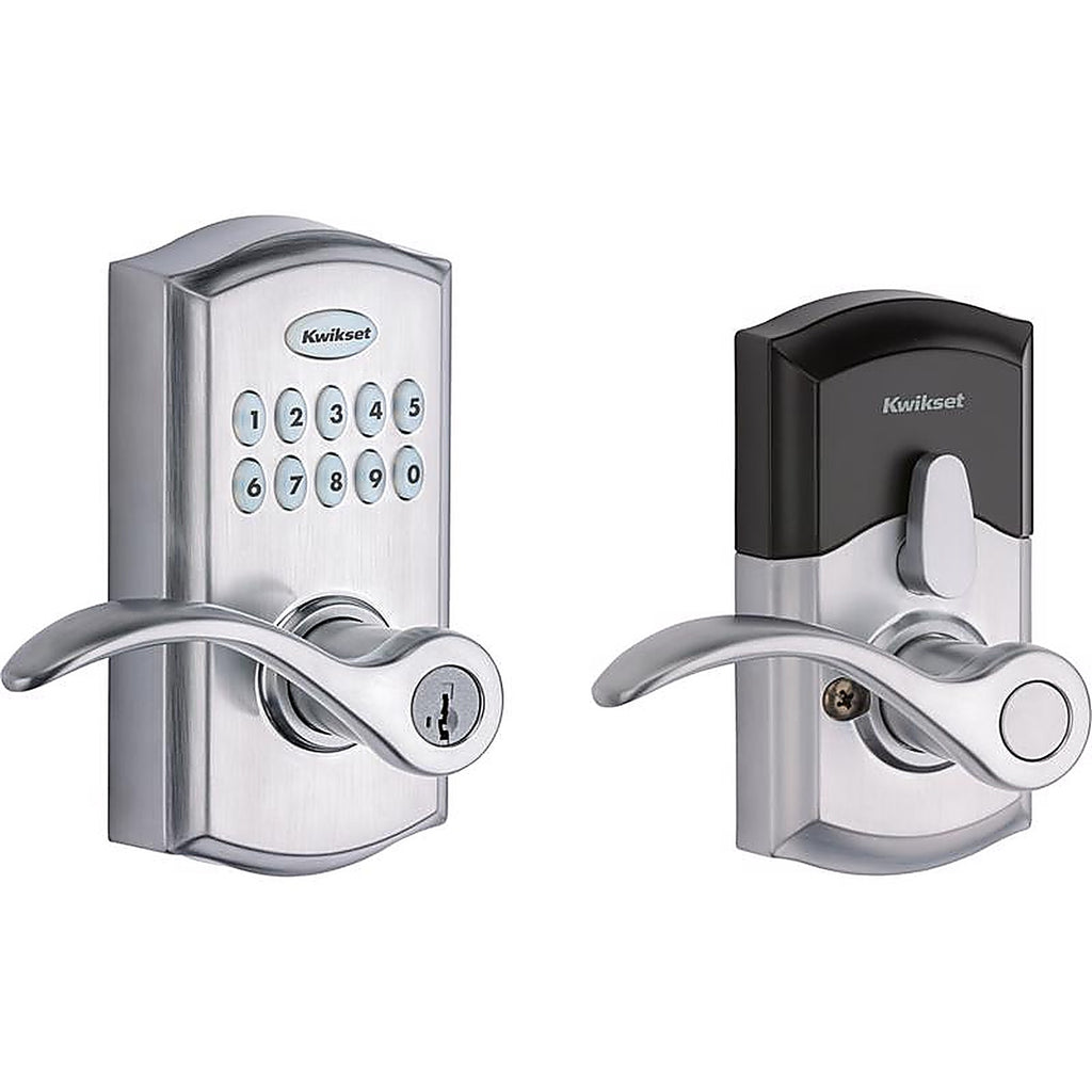 Kwikset 99550-001 SmartKey Satin Chrome Metal Electronic Touch Pad Entry Lever