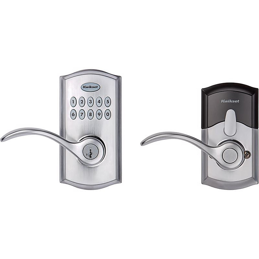 Kwikset 99550-001 SmartKey Satin Chrome Metal Electronic Touch Pad Entry Lever