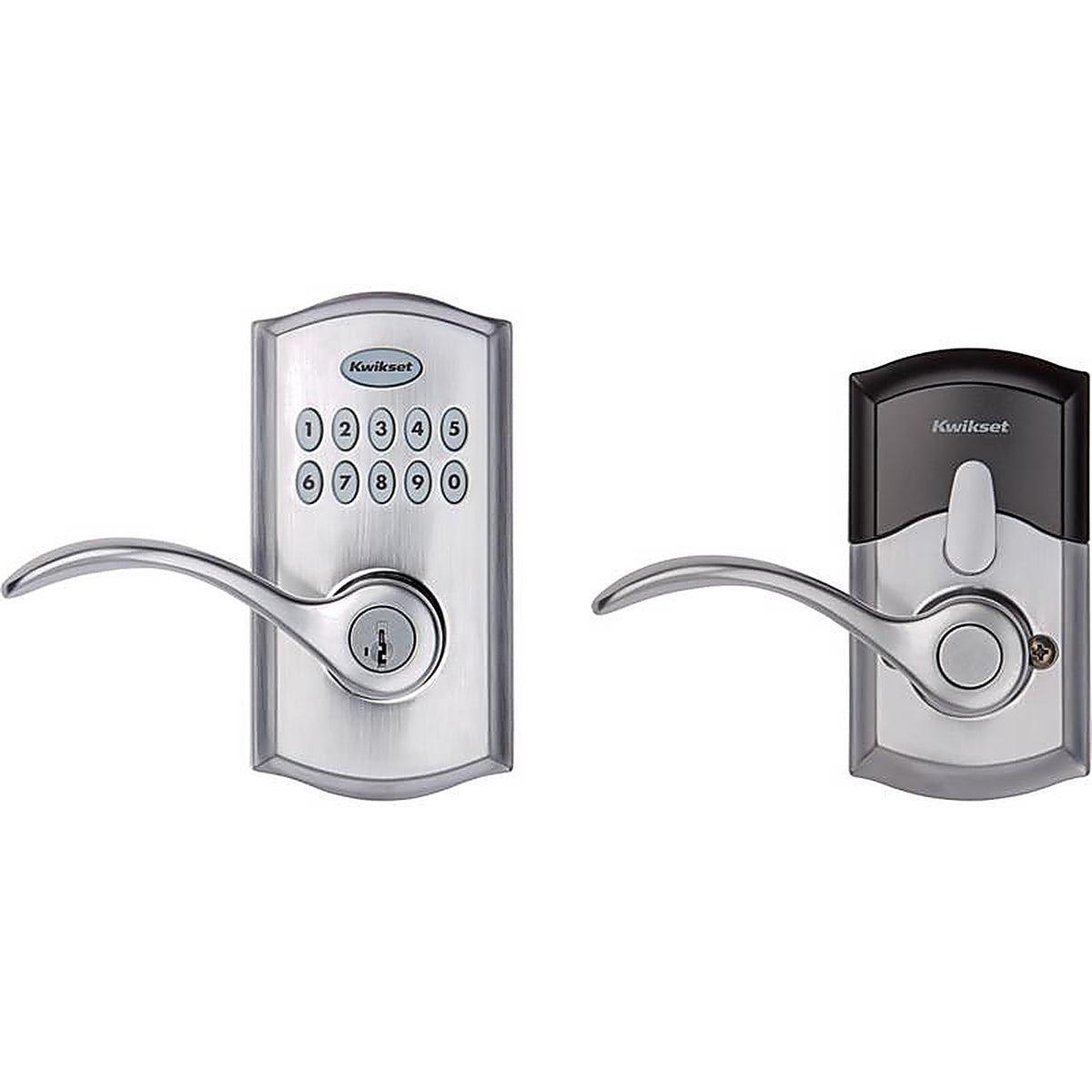 Kwikset 99550-001 SmartKey Satin Chrome Metal Electronic Touch Pad Entry Lever
