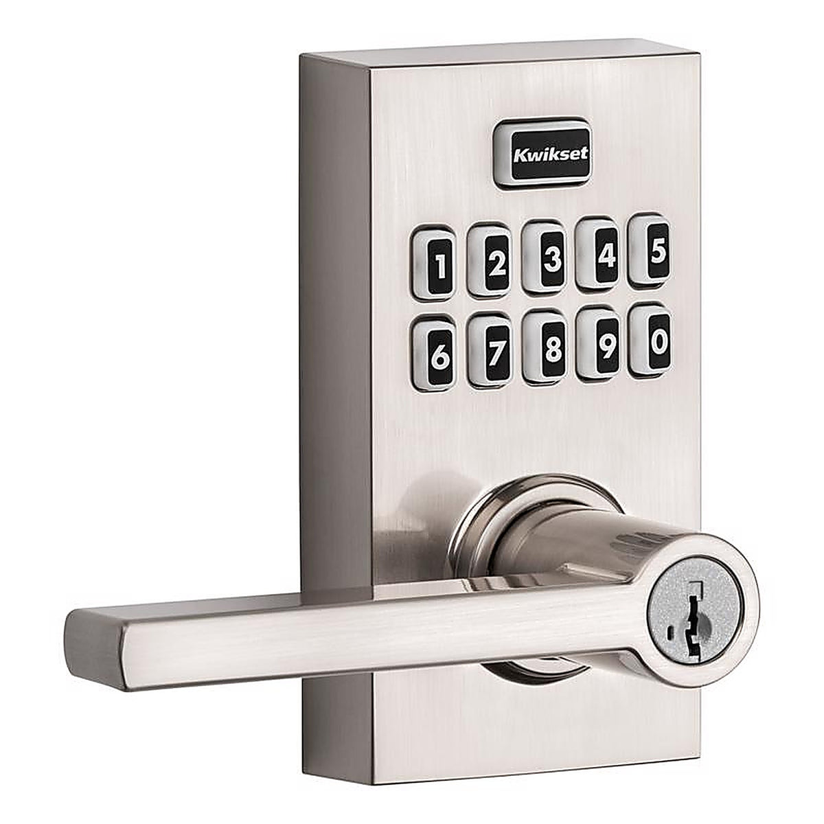 Kwikset 99170-003 SmartKey Satin Nickel Metal Electronic Touch Pad Entry Lever