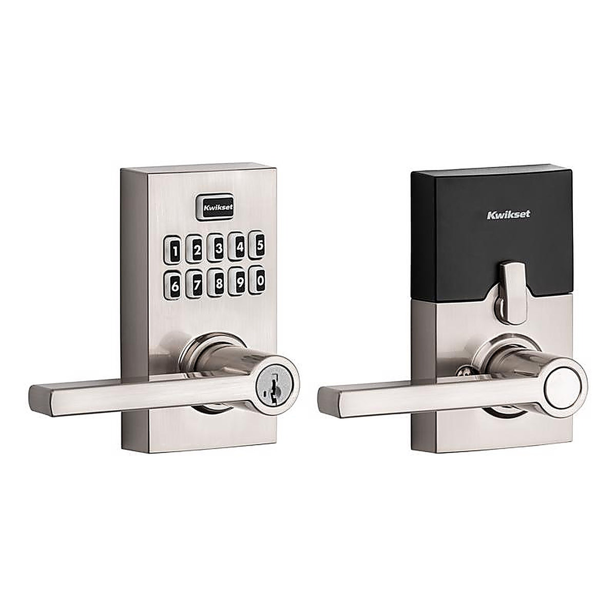 Kwikset 99170-003 SmartKey Satin Nickel Metal Electronic Touch Pad Entry Lever