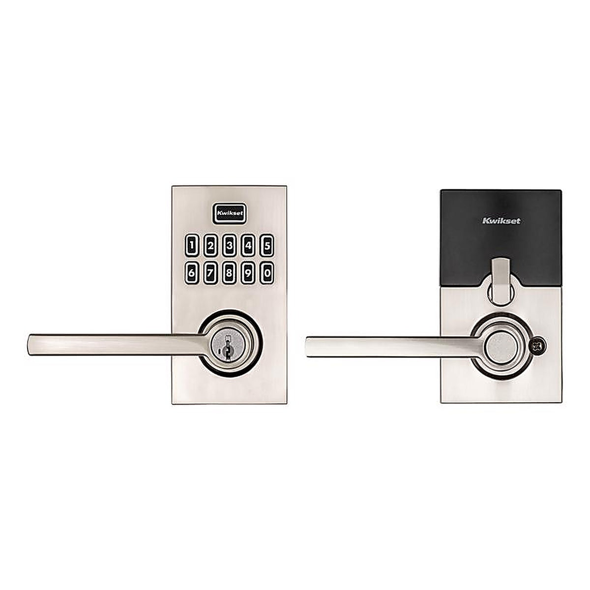 Kwikset 99170-003 SmartKey Satin Nickel Metal Electronic Touch Pad Entry Lever