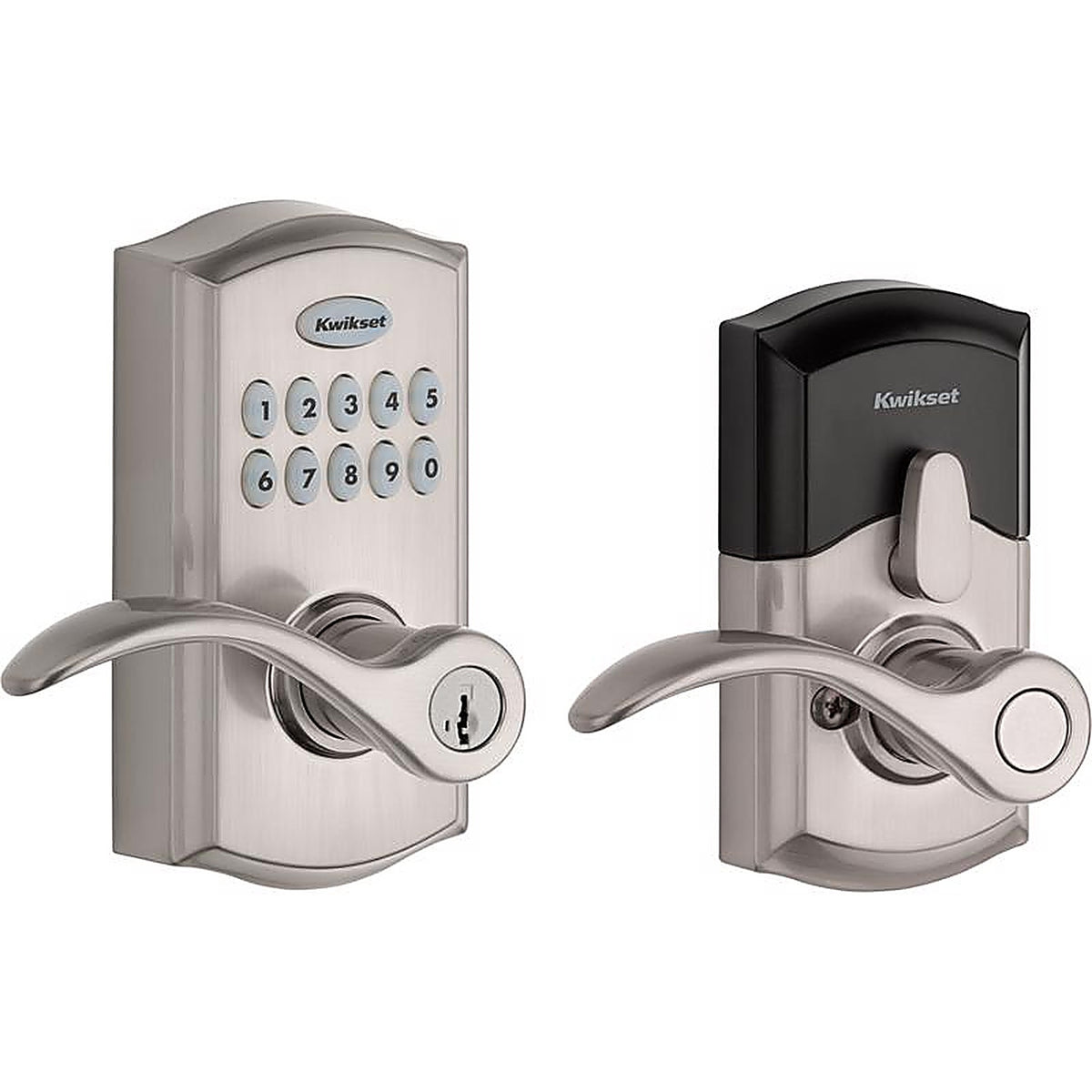 Kwikset 99550-002 SmartKey Satin Nickel Metal Electronic Touch Pad Entry Lever