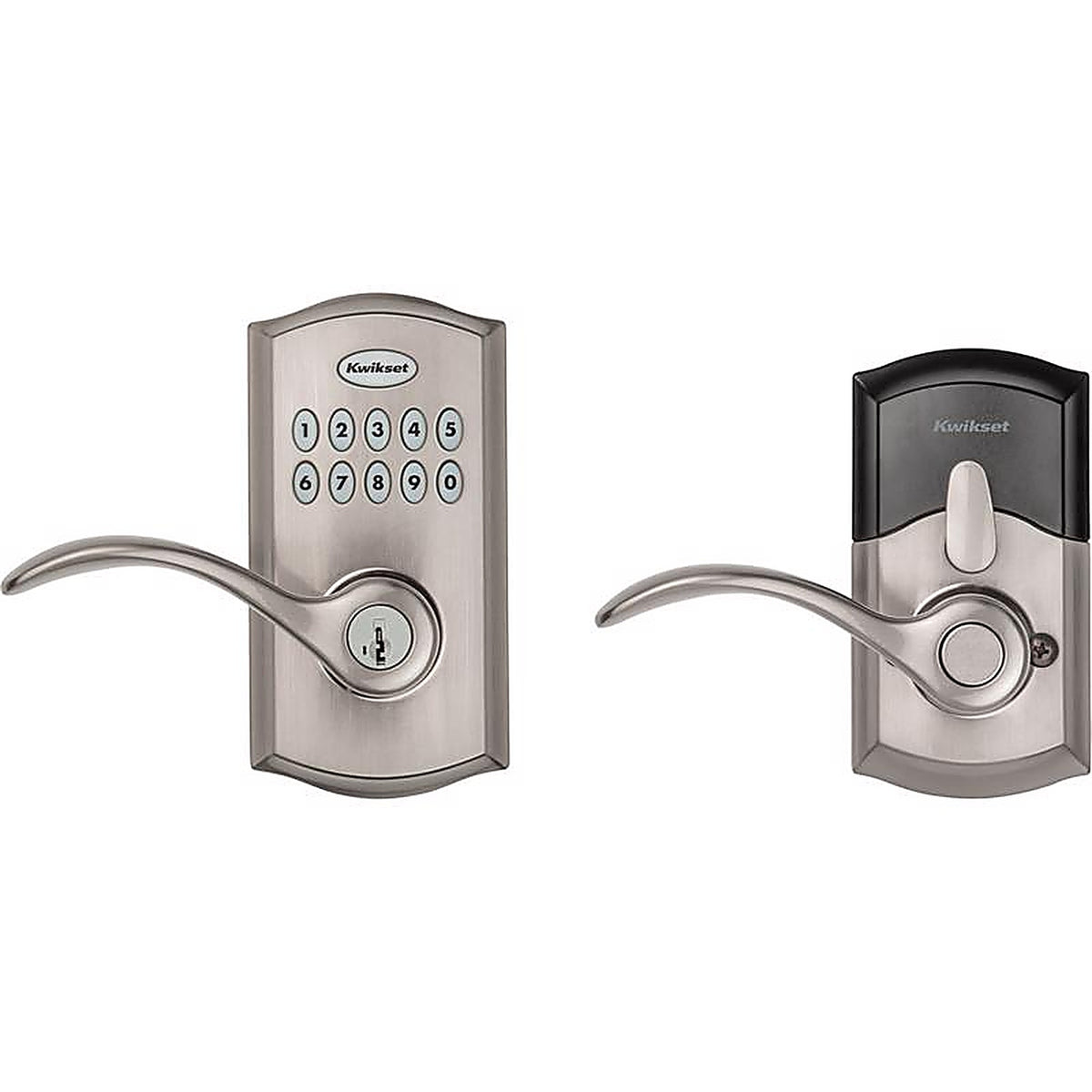 Kwikset 99550-002 SmartKey Satin Nickel Metal Electronic Touch Pad Entry Lever