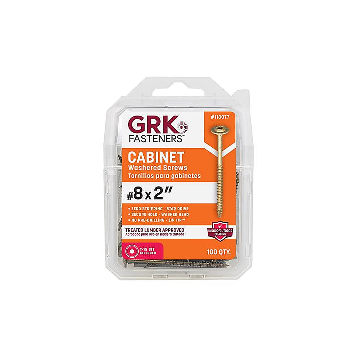 GRK Fasteners 113077 UberGrade No. 8 x 2 in. L Star Cabinet Screws 100/Pack