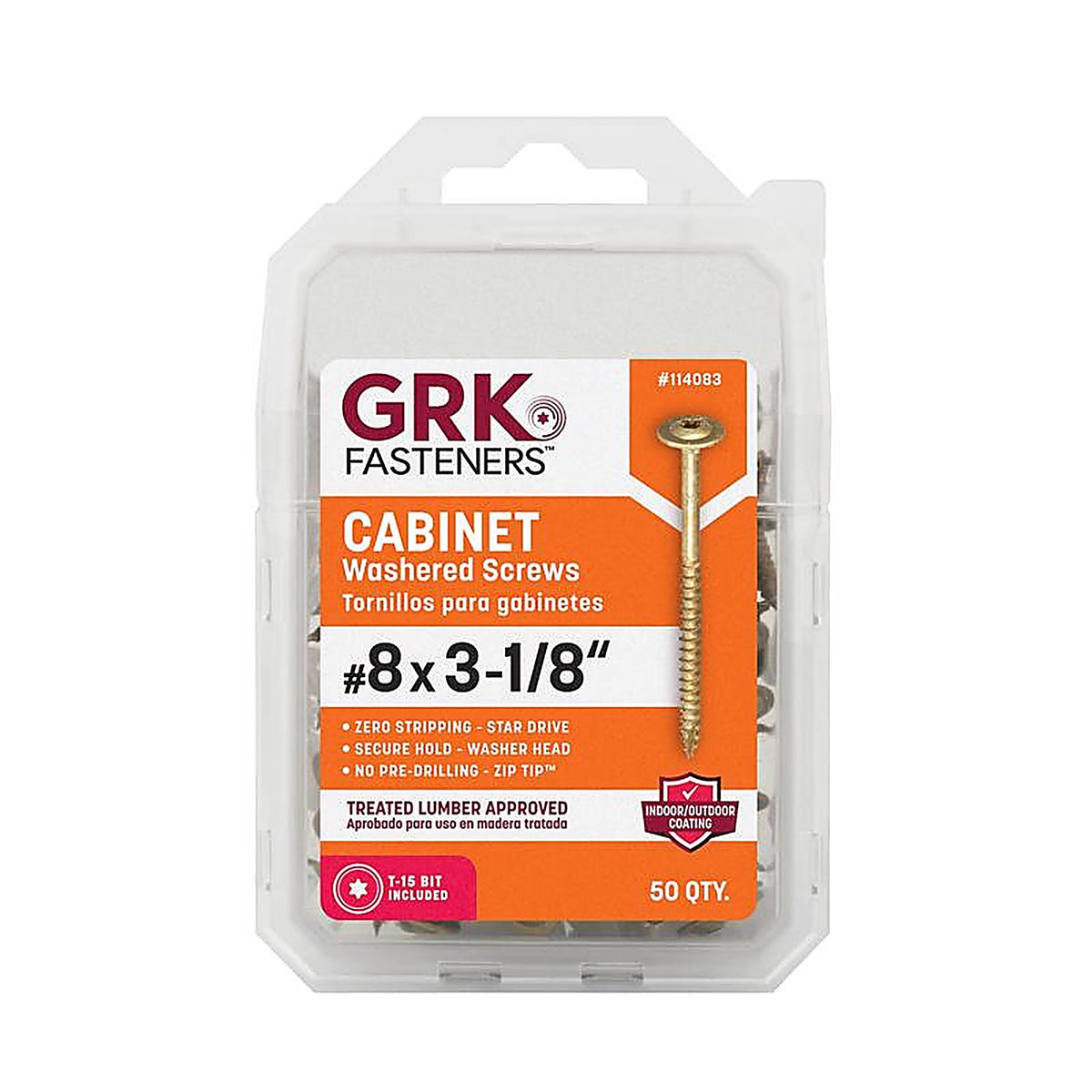 GRK Fasteners 114083 UberGrade No. 8 x 3-1/8 in. L Star Cabinet Screws 50/Pack