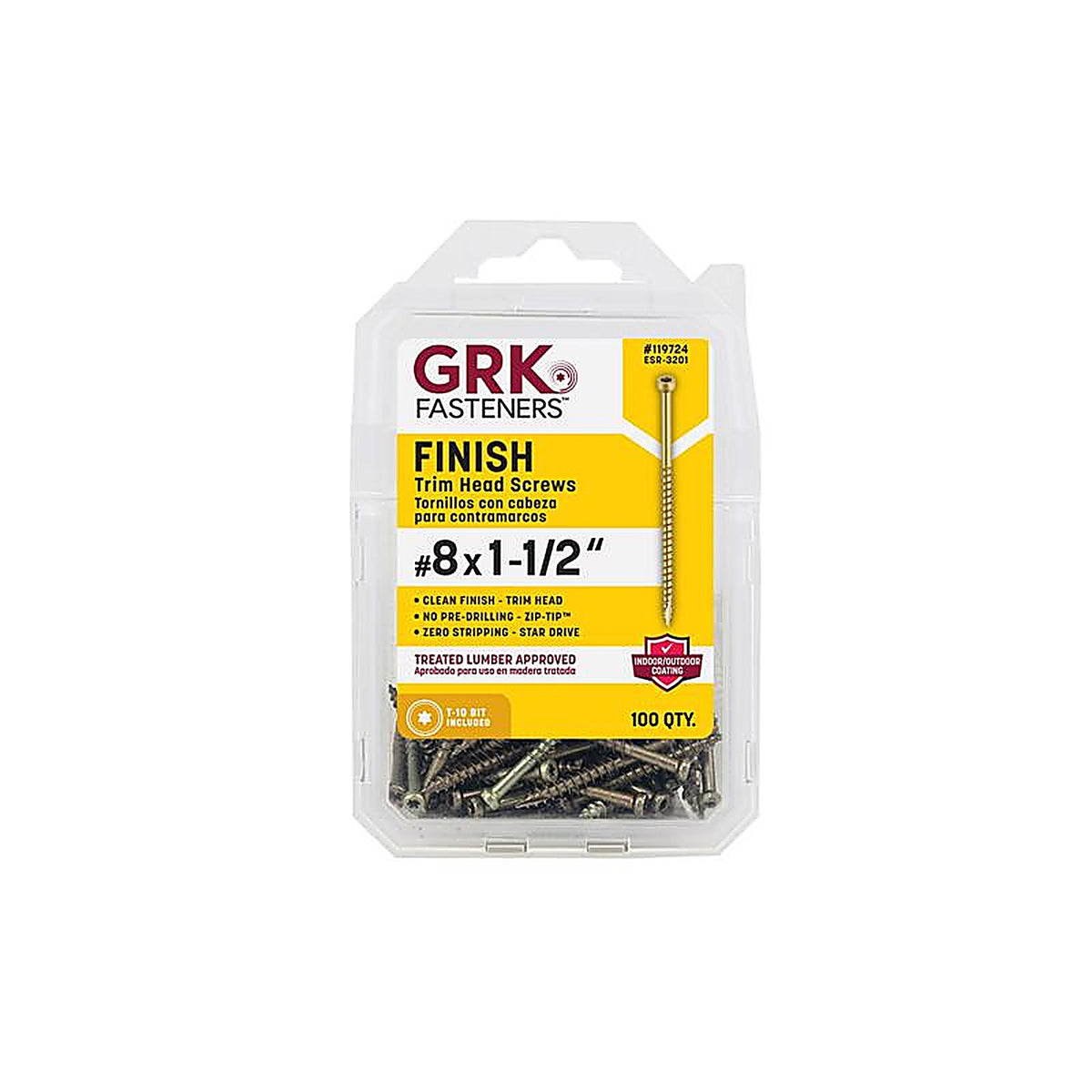 GRK Fasteners 119724 UberGrade No. 8 x 1-1/2 in. L Star Screws 100/Pack