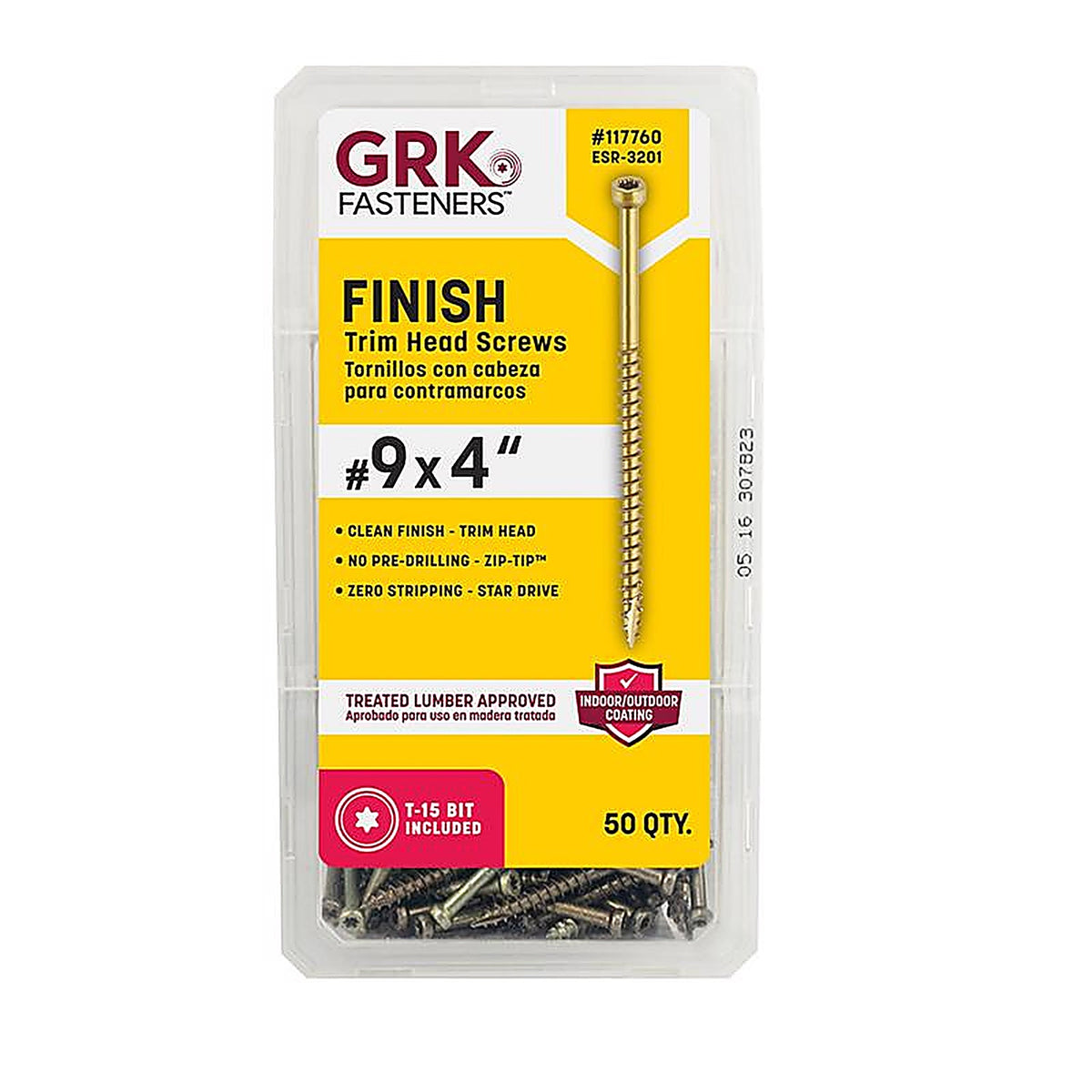 GRK Fasteners 117760 UberGrade No. 9 x 4 in. L Star Trim Head Construction Screws 50/Pack