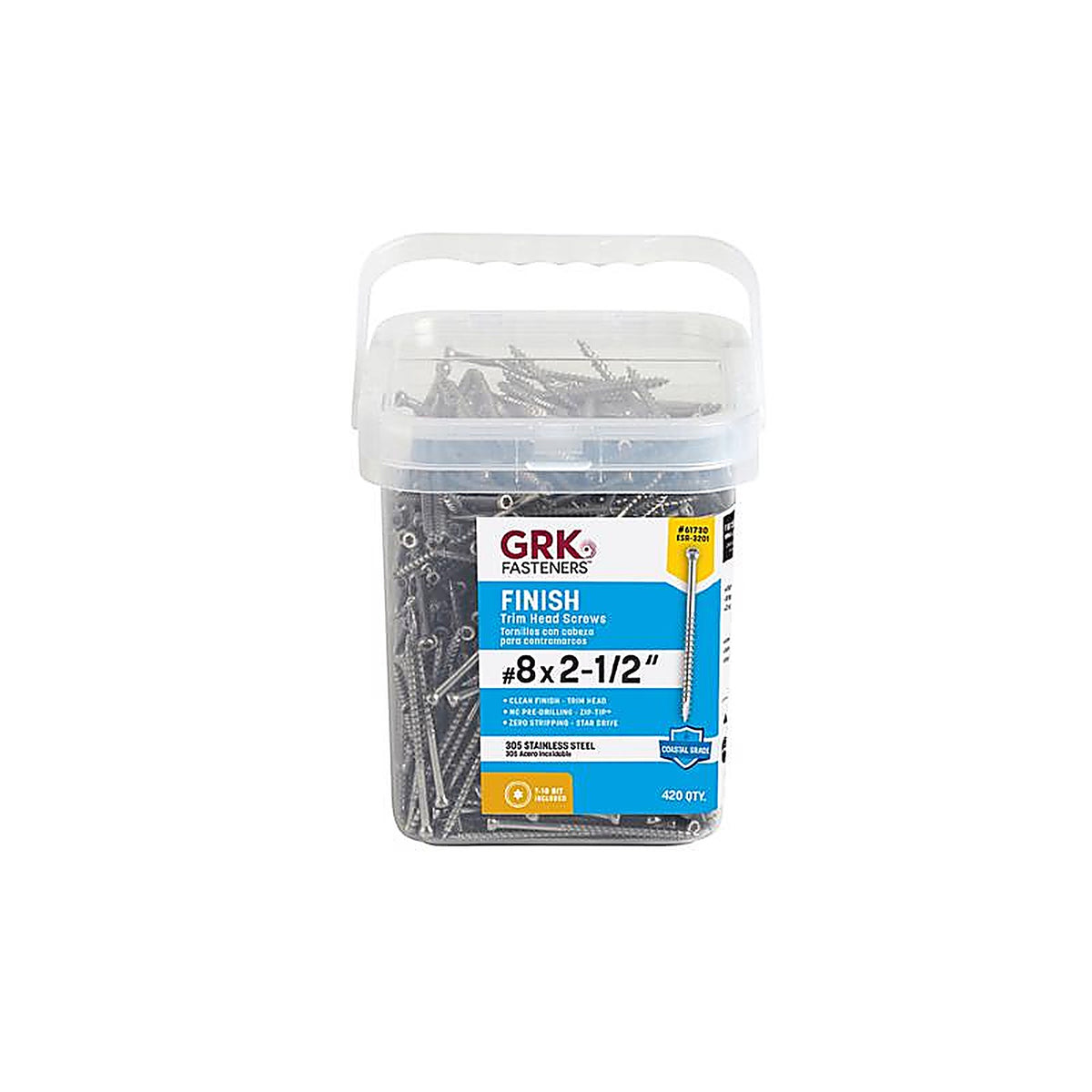 GRK Fasteners 61730 No. 8 x 2-1/2 in. L Star Trim Head Construction Screws 420/Pack