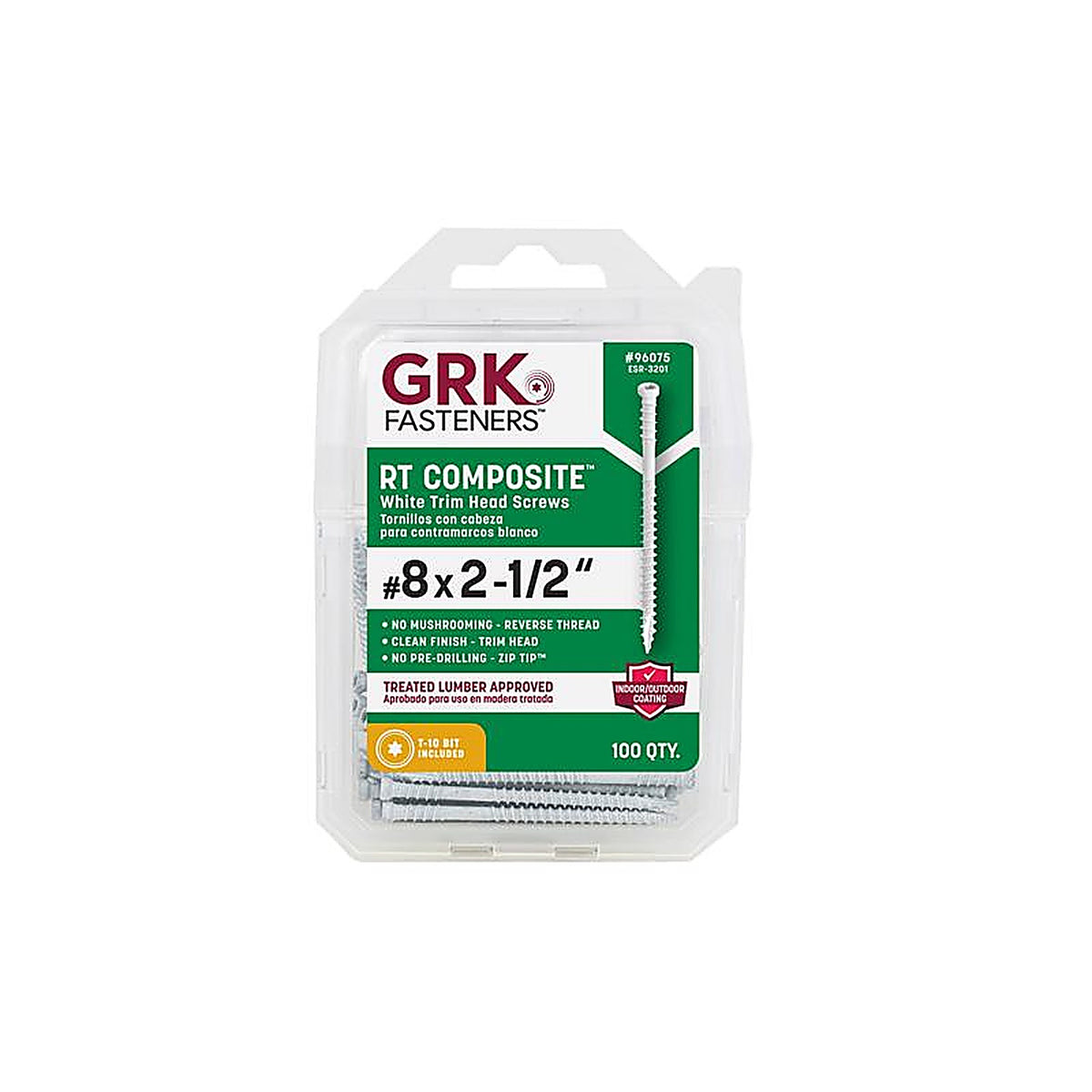 GRK Fasteners 96075 UberGrade No. 8 x 2-1/2 in. L Star Trim Head Construction Screws 100/Pack
