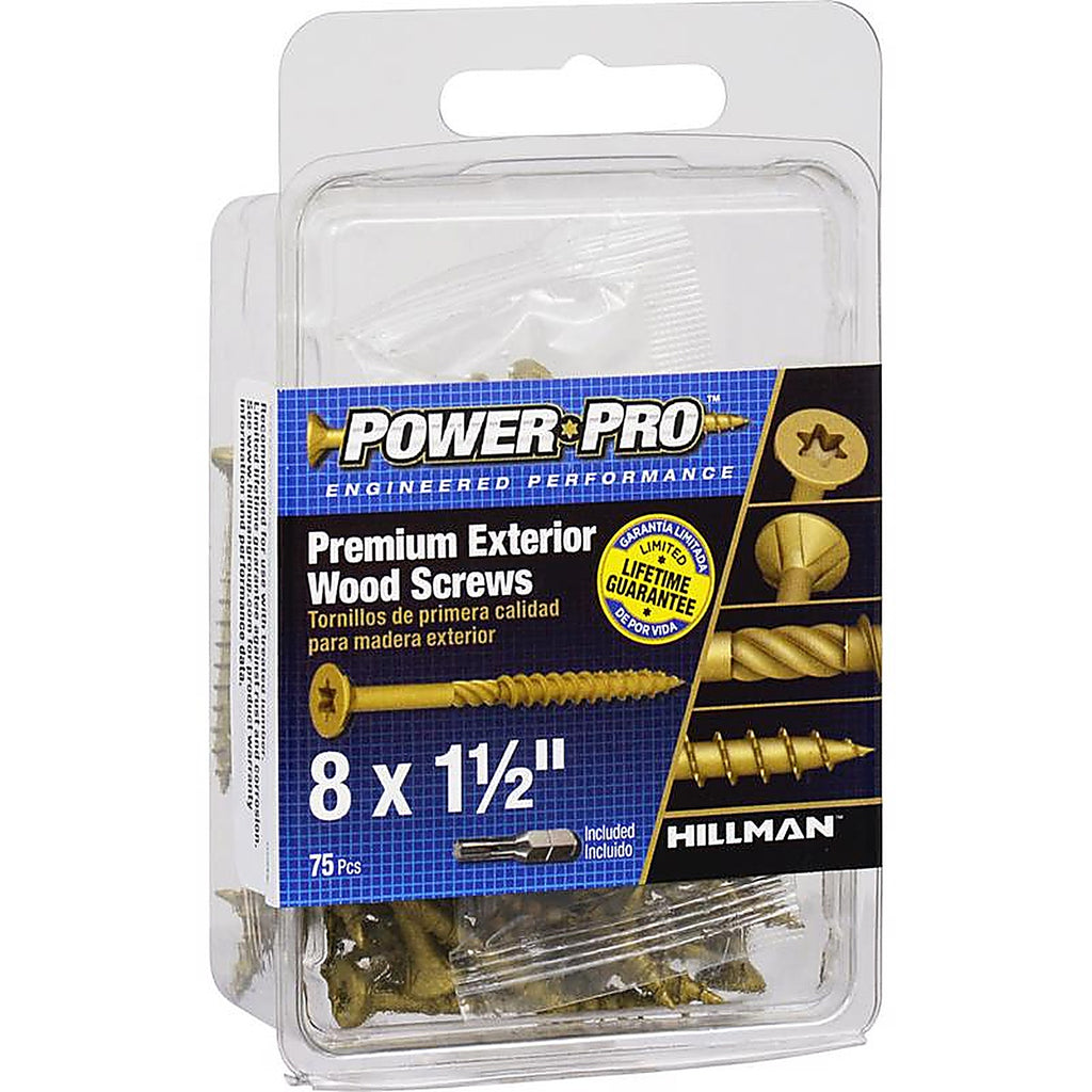 Hillman 42477 Power Pro No. 8 x 1-1/2 in. L Star Flat Head Exterior Deck Screws 75/Pack