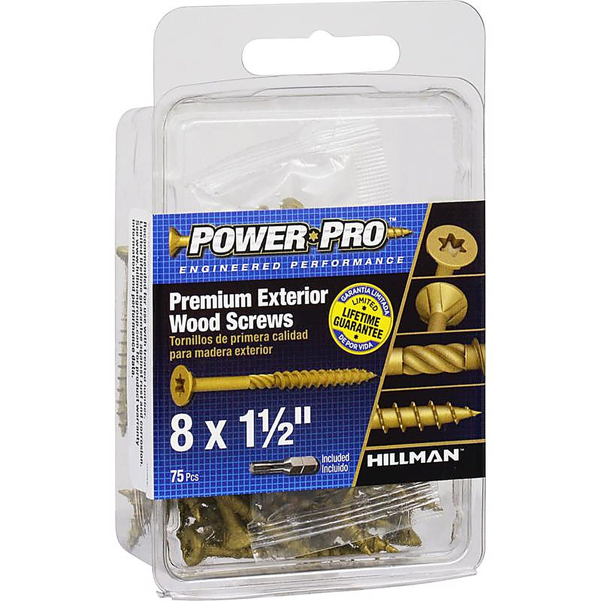 Hillman 42477 Power Pro No. 8 x 1-1/2 in. L Star Flat Head Exterior Deck Screws 75/Pack