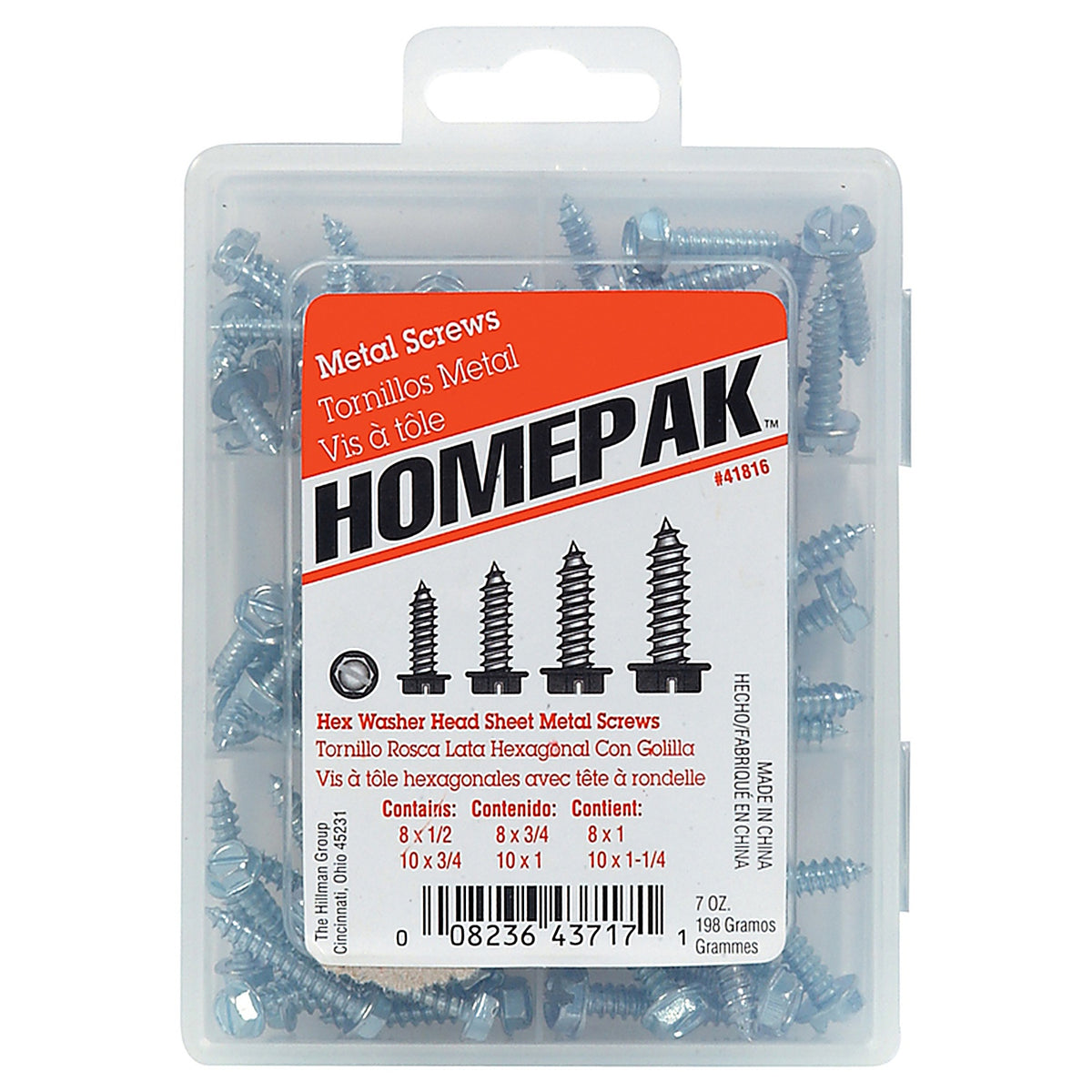 Hillman 41816 Assorted in. Slotted Hex Head Zinc Sheet Metal Screw Kit