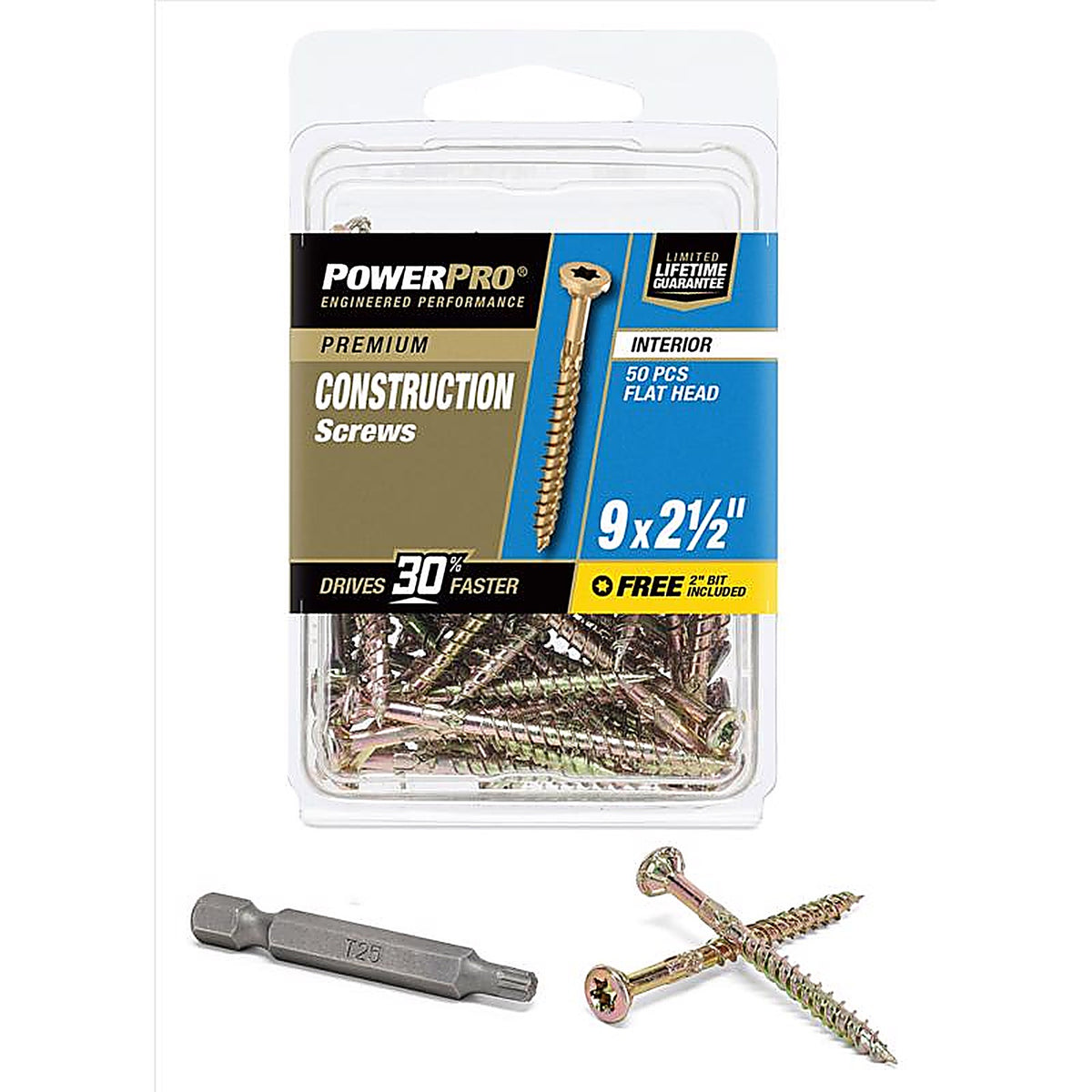 Hillman 42472 Power Pro No. 9 x 2-1/2 in. L Star Wood Screws 50/Pack