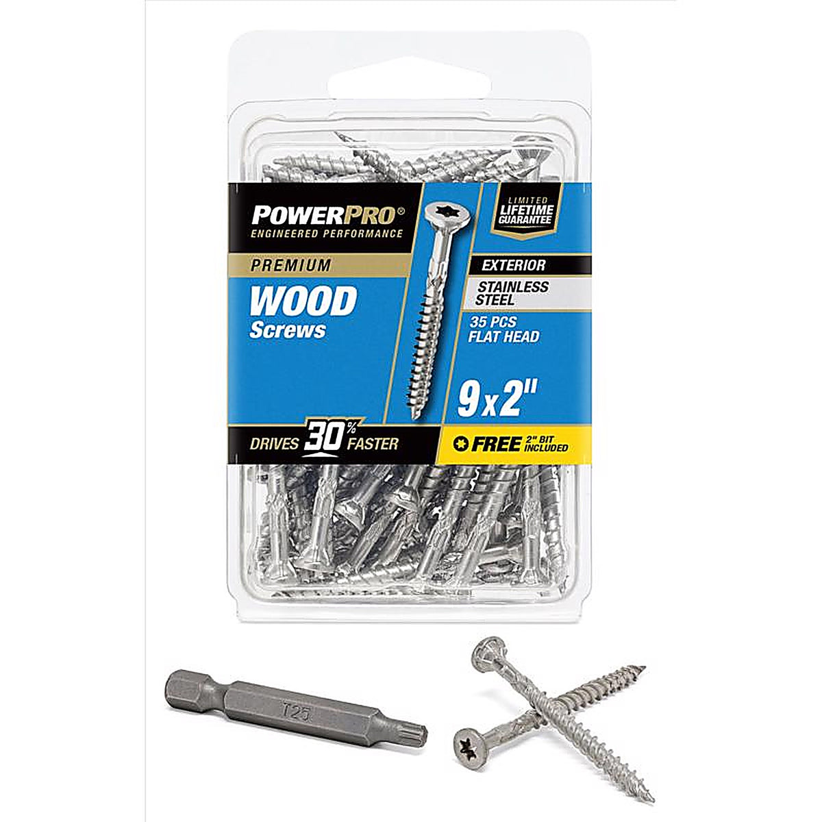 Hillman 42497 Power Pro No. 9 x 2 in. L Star Flat Head Exterior Deck Screws 35/Pack