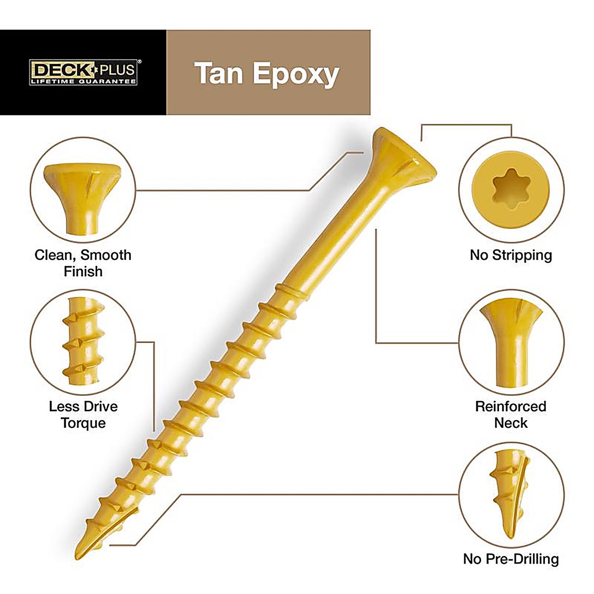 Deck Plus 42592 No. 8 x 2 in. L Star Flat Head Exterior Deck Screws 50/Pack
