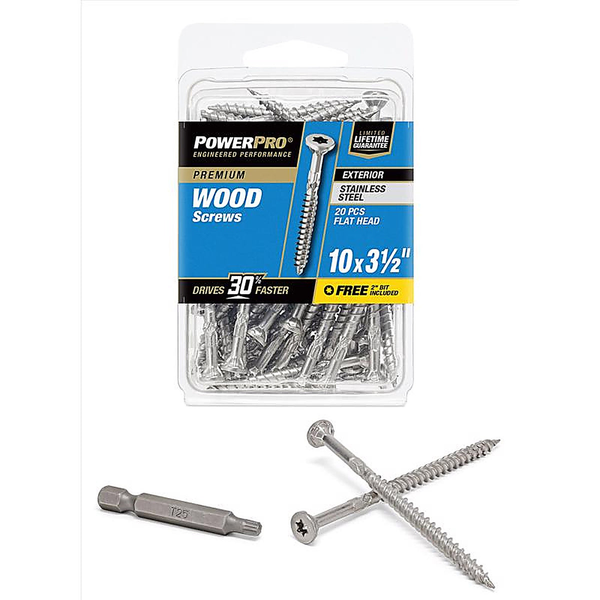 Hillman 42500 Power Pro No. 10 x 3-1/2 in. L Star Exterior Wood Screw 20/Pack