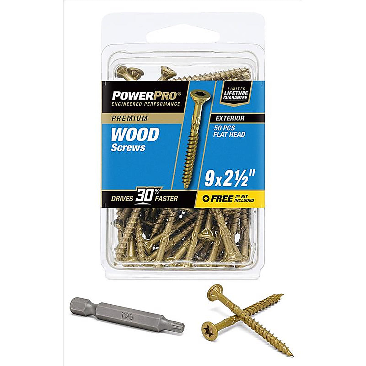 Hillman 42481 Power Pro No. 9 x 2-1/2 in. L Star Flat Head Exterior Deck Screws 50/Pack