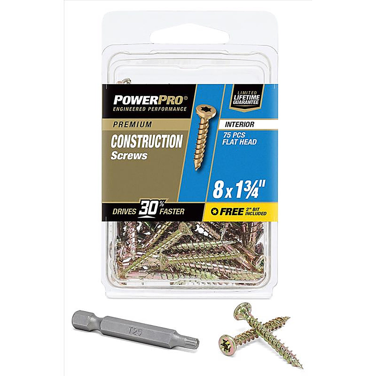 Hillman 42469 Power Pro No. 8 x 1-3/4 in. L Star Wood Screws 75/Pack