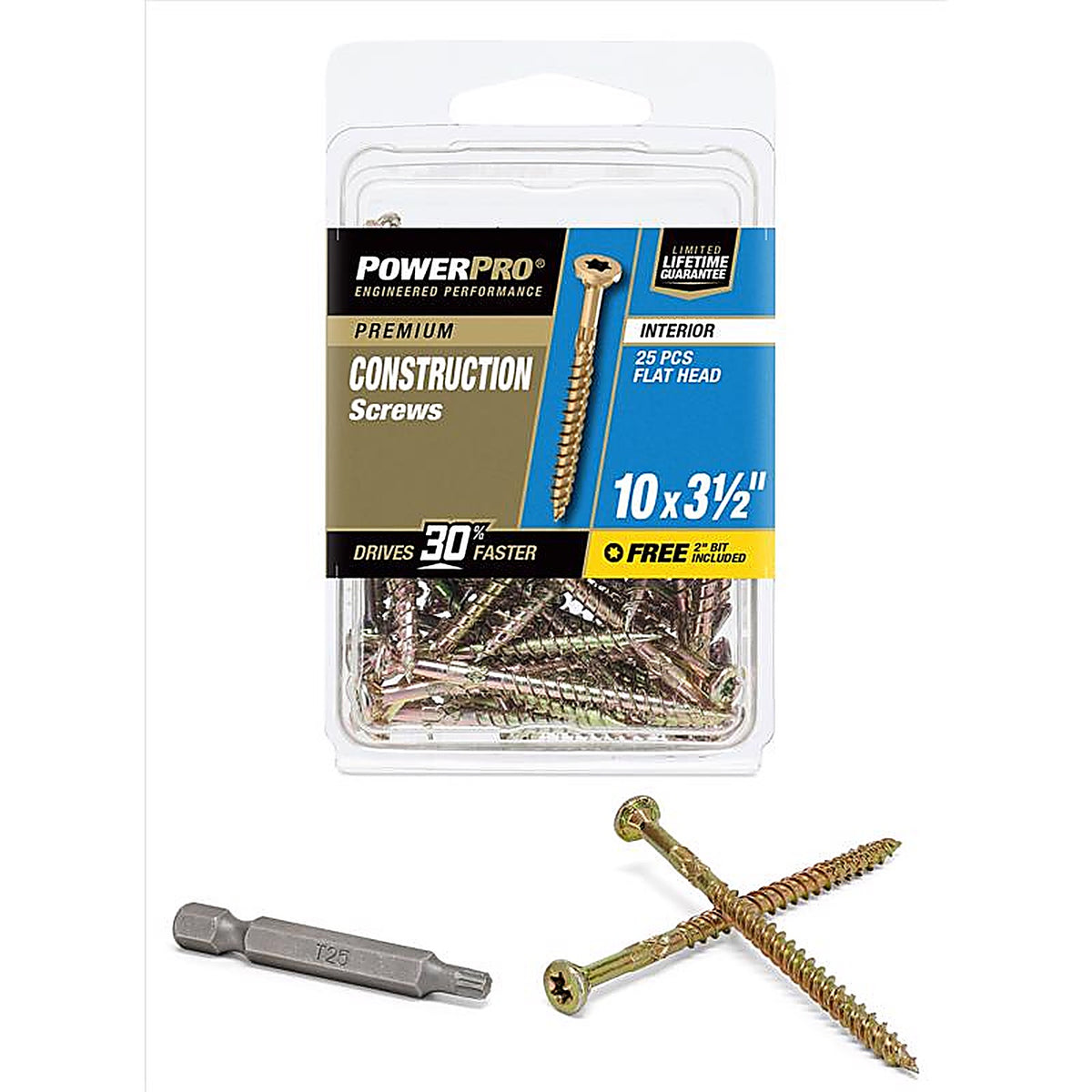 Hillman 42475 Power Pro No. 10 x 3-1/2 in. L Star Wood Screws 25/Pack