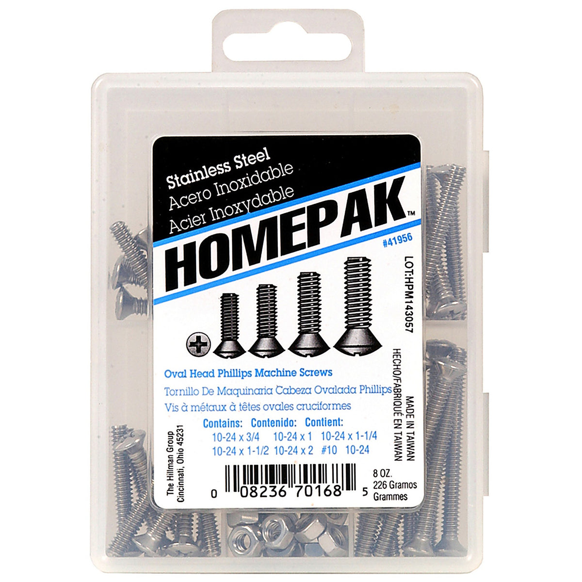 Homepak 41956 Assorted in. Phillips Oval Head Stainless Steel Machine Screw Kit