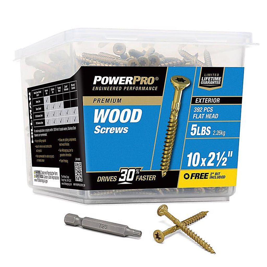 Hillman 48612 Power Pro No. 10 x 2-1/2 in. L Star Flat Head Exterior Deck Screws 5 lb.