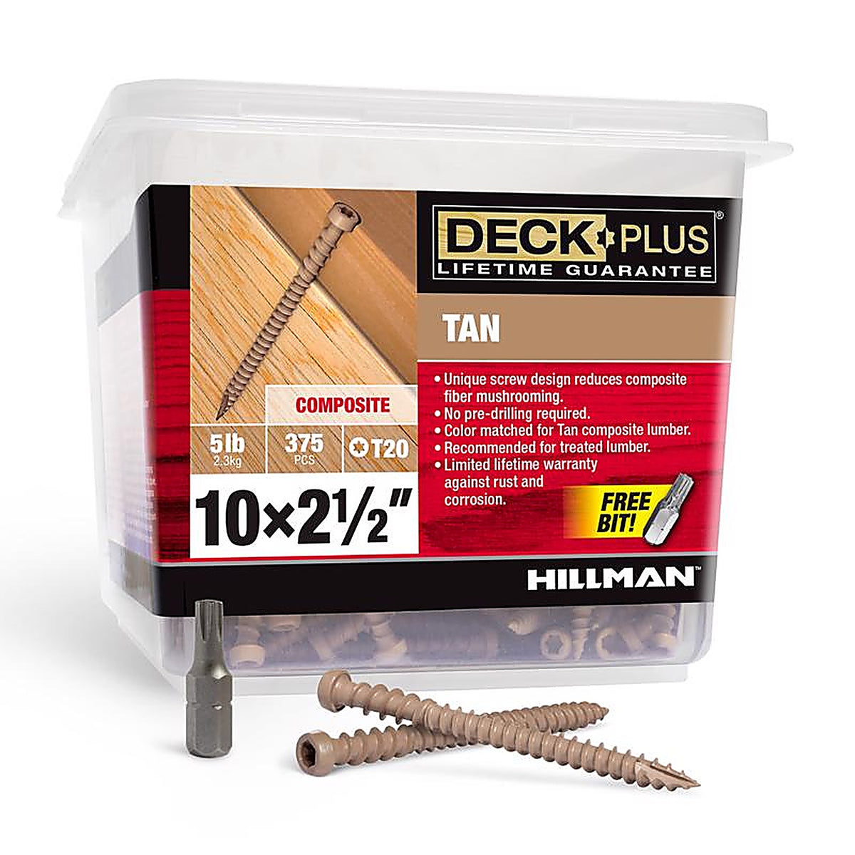 Deck Plus 48452 No. 10 x 2-1/2 in. L Star Flat Head Composite Deck Screws 5 lb.