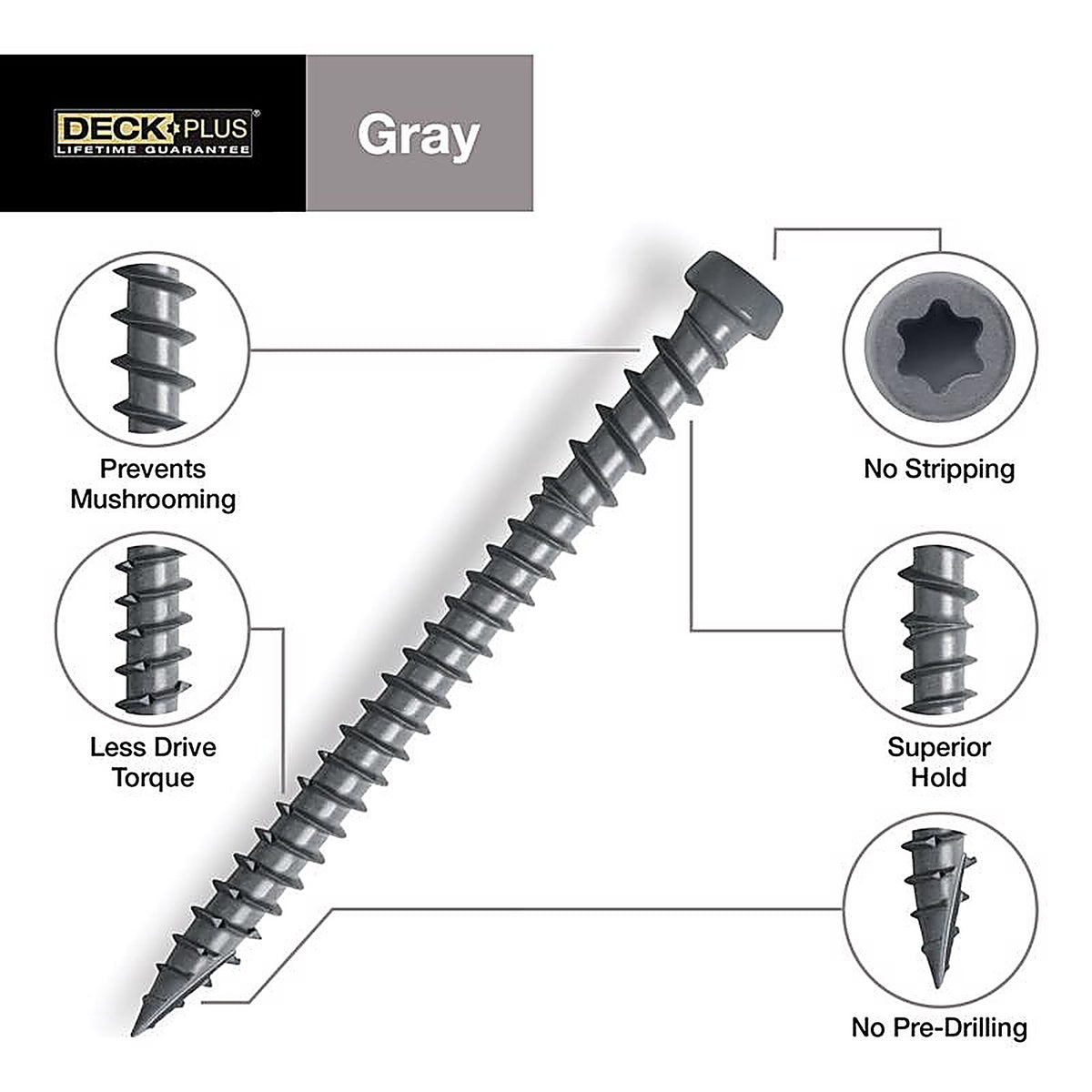 Deck Plus 48443 No. 10 x 3 in. L Star Flat Head Composite Deck Screws 5 lb.