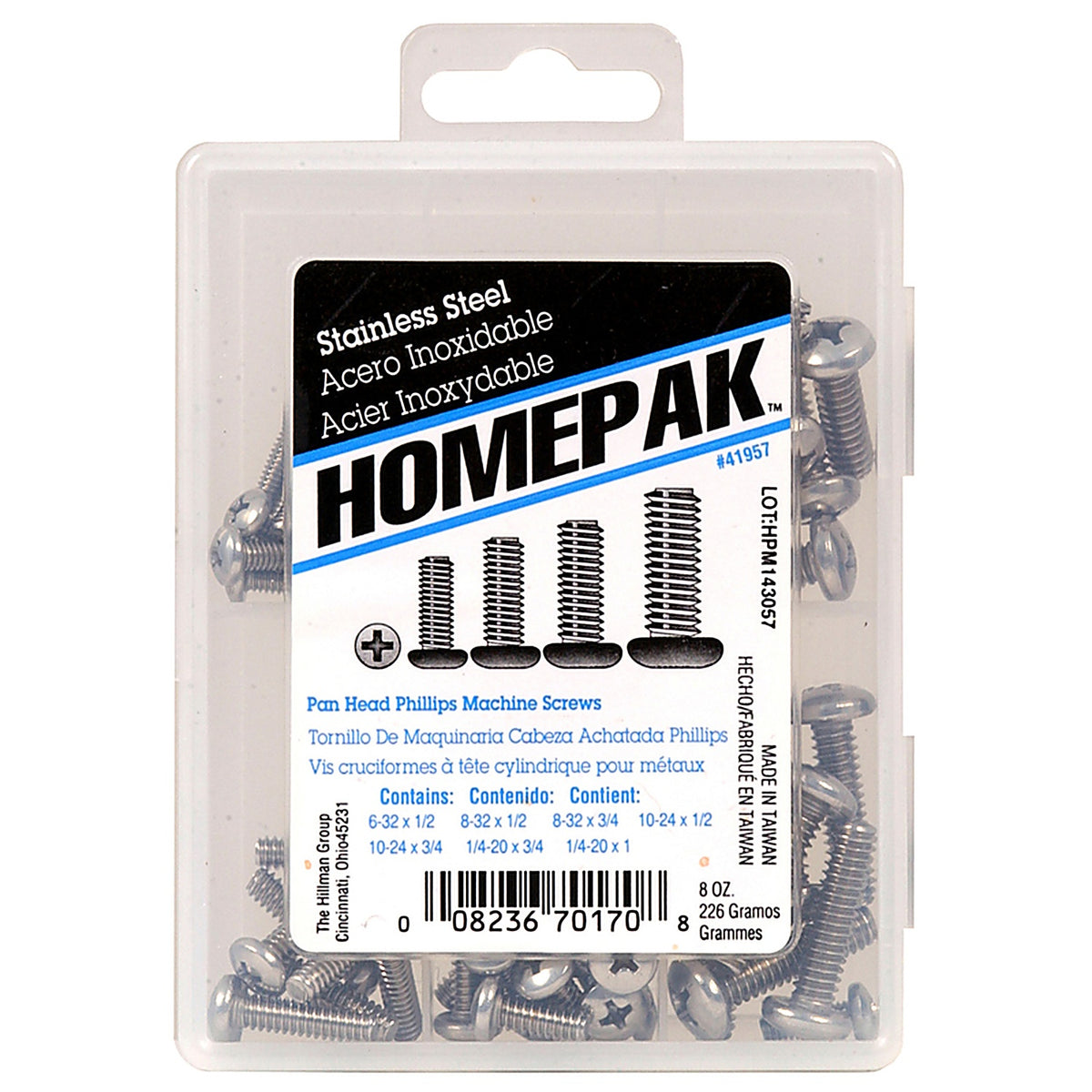 Homepak 41957 Assorted Phillips Pan Head Stainless Steel Machine Screw Kit