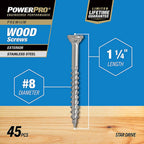 Hillman 42487 Power Pro No. 8 x 1-1/4 in. L Star Exterior Wood Screw 45/Pack