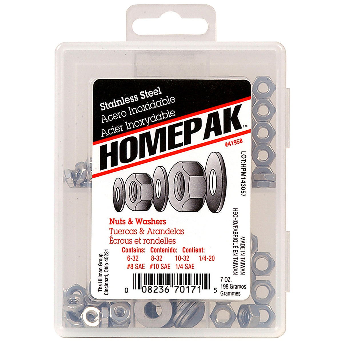 Homepak 41958 Assorted in. Stainless Steel SAE Nuts and Washers Kit 100/Pack