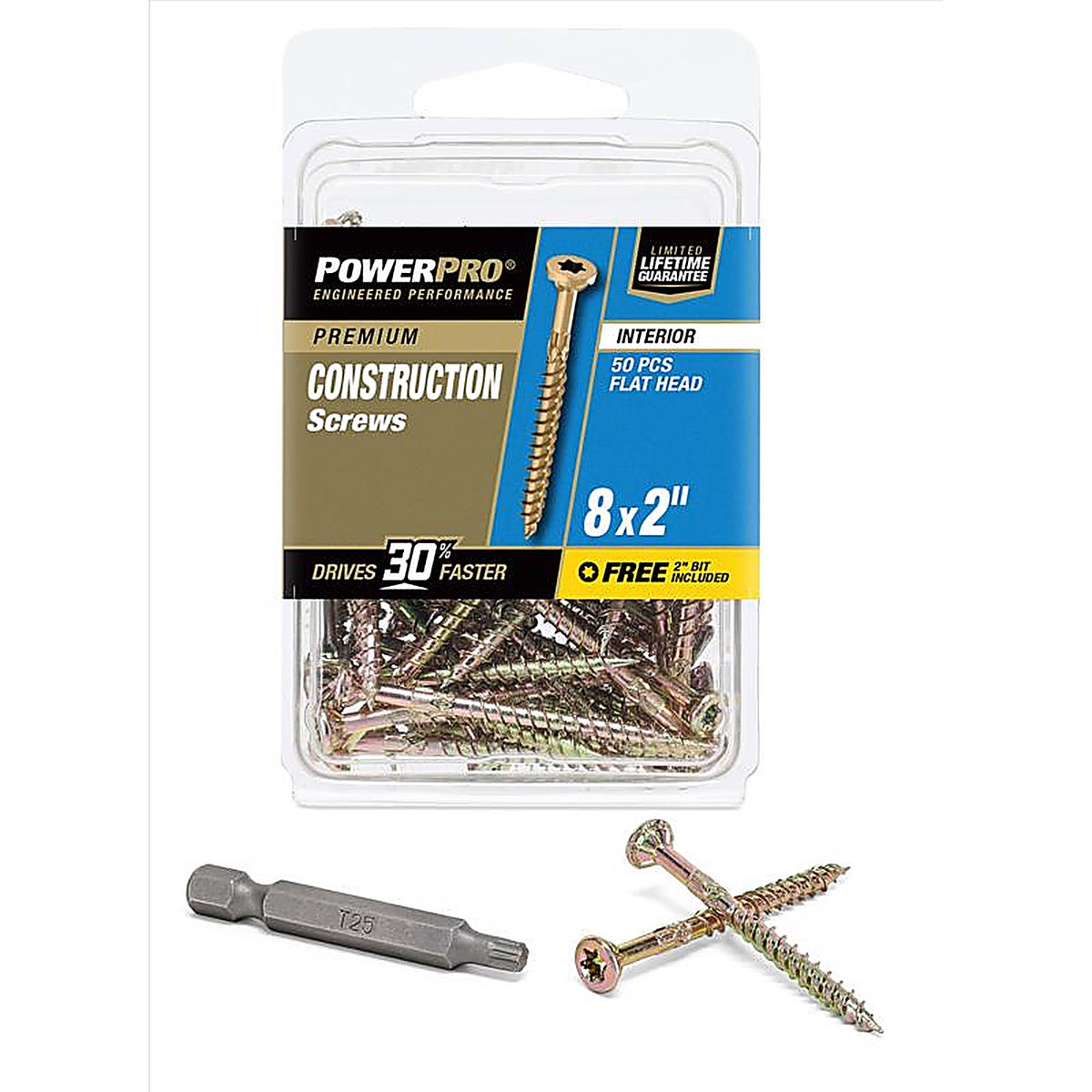 Hillman 42470 Power Pro No. 8 x 2 in. L Star Wood Screws 50/Pack
