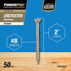 Hillman 42470 Power Pro No. 8 x 2 in. L Star Wood Screws 50/Pack