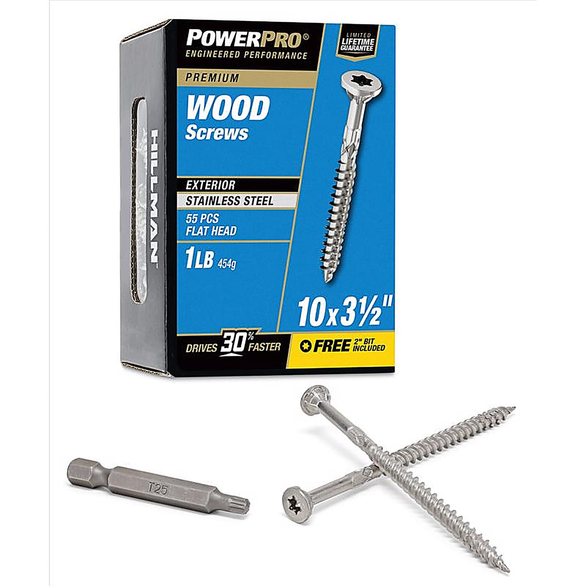 Hillman 48624 Power Pro No. 10 x 3-1/2 in. L Star Flat Head Exterior Deck Screws 1 lb.