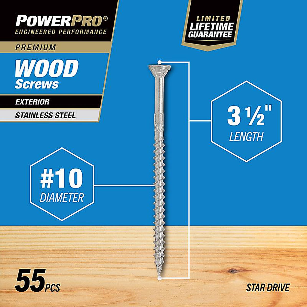 Hillman 48624 Power Pro No. 10 x 3-1/2 in. L Star Flat Head Exterior Deck Screws 1 lb.