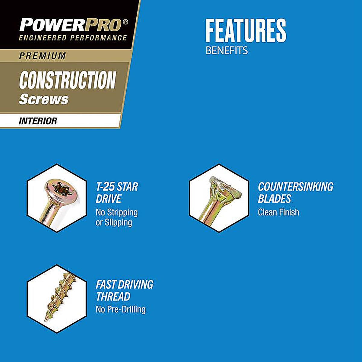 Hillman 48588 Power Pro No. 8 x 1-3/4 in. L Star Wood Screws 5