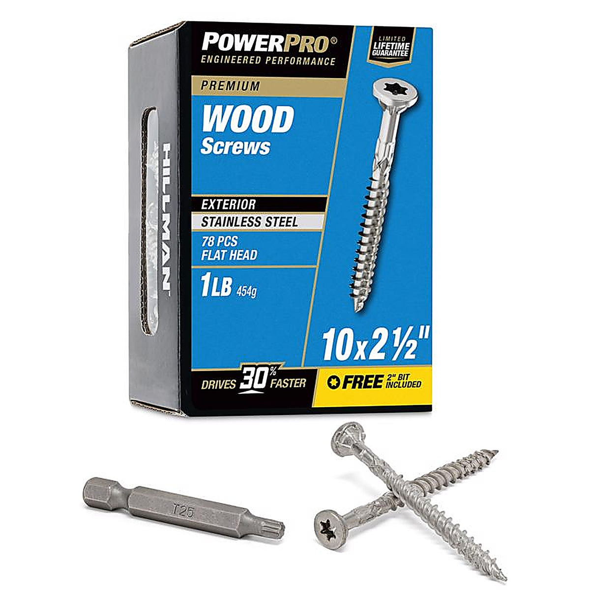 Hillman 48622 Power Pro No. 10 x 2-1/2 in. L Star Flat Head Exterior Deck Screws 1 lb.