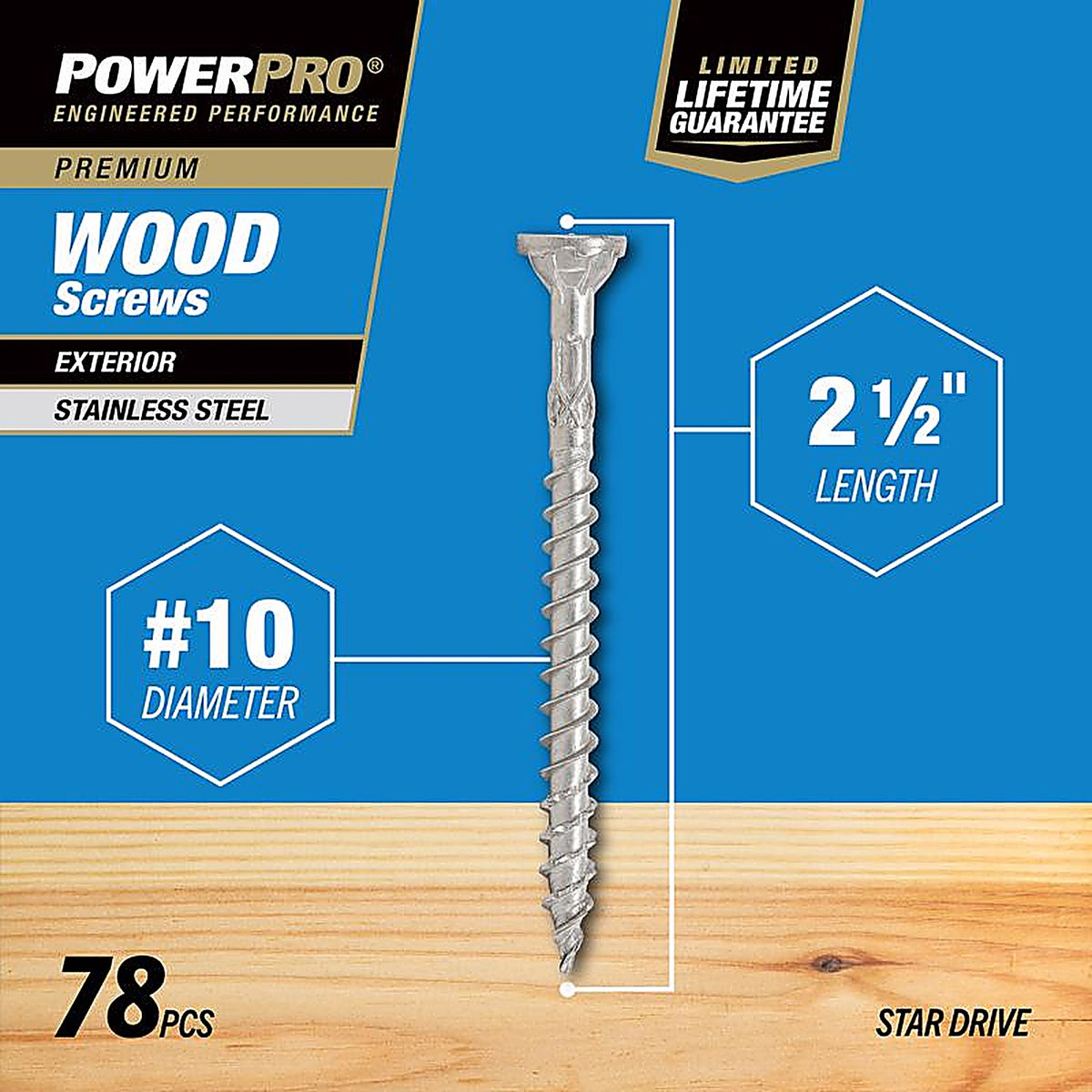 Hillman 48622 Power Pro No. 10 x 2-1/2 in. L Star Flat Head Exterior Deck Screws 1 lb.
