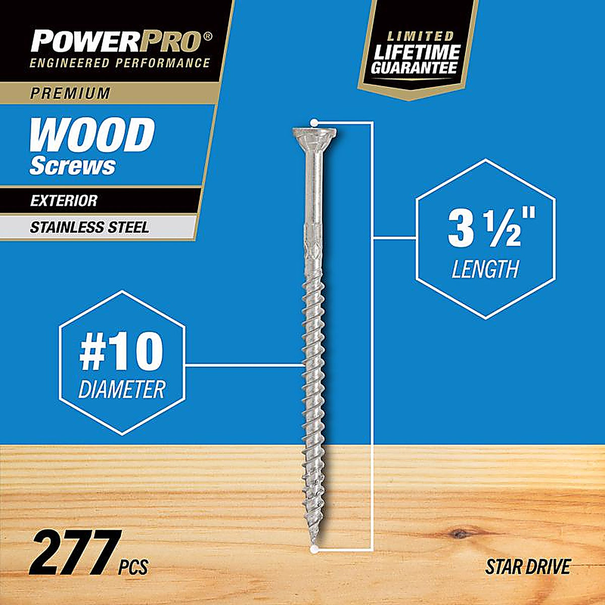 Hillman 48629 Power Pro No. 10 x 3-1/2 in. L Star Flat Head Exterior Deck Screws 5 lb.