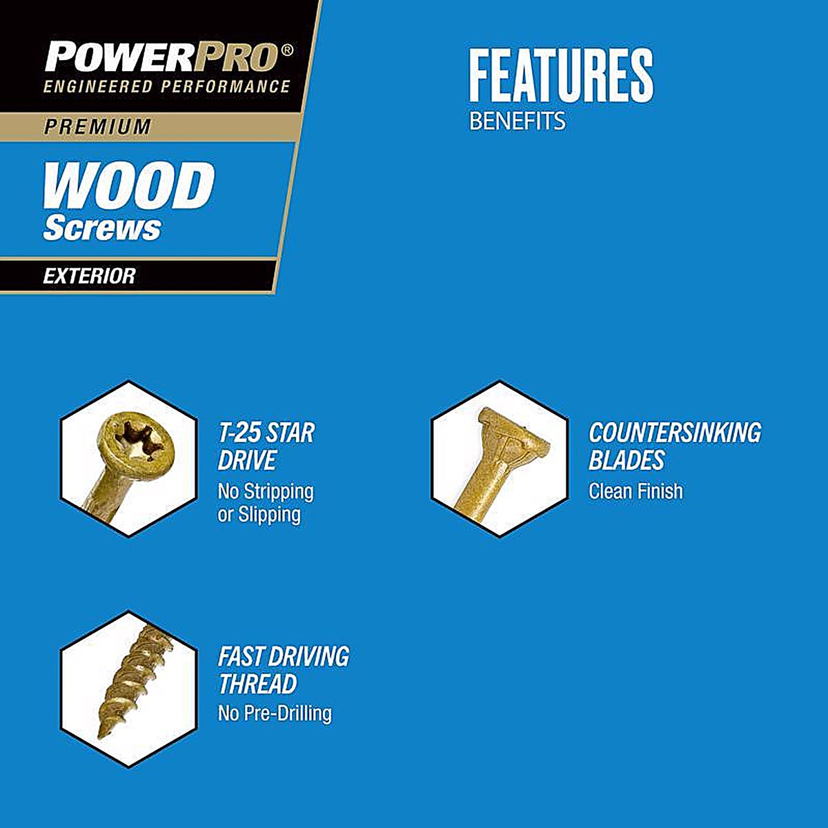Hillman 48595 Power Pro No. 8 x 1-1/2 in. L Star Exterior Wood Screw 1