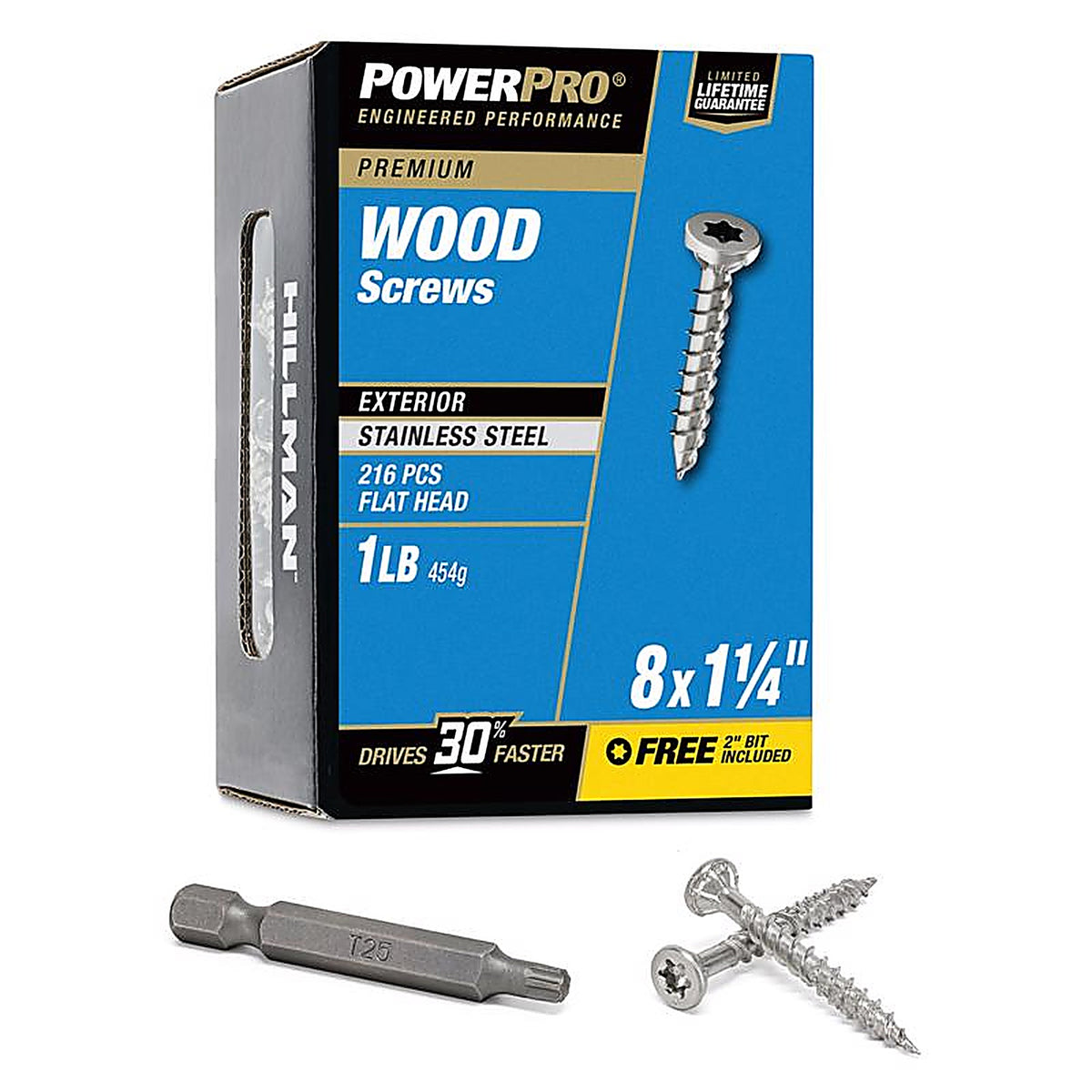 Hillman 48619 Power Pro No. 8 x 1-1/4 in. L Star Flat Head Exterior Deck Screws 1 lb.
