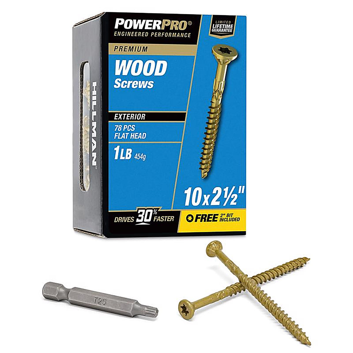 Hillman 48601 Power Pro No. 10 x 2-1/2 in. L Star Flat Head Exterior Deck Screws 1 lb.