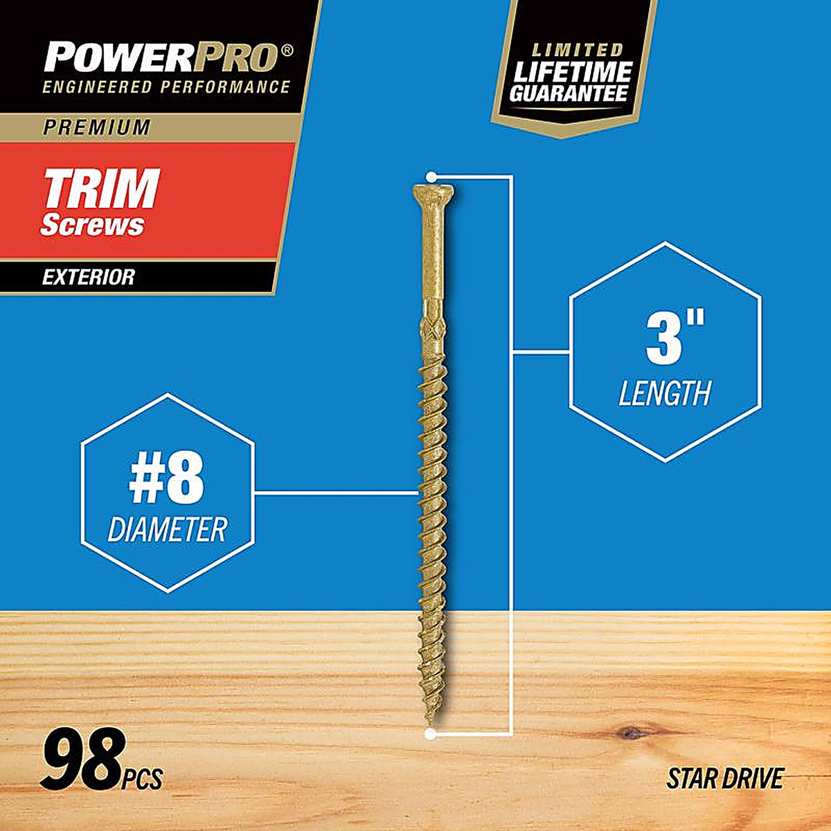 Hillman 48633 Power Pro No. 8 x 3 in. L Star Trim Screws 1 1/Pack
