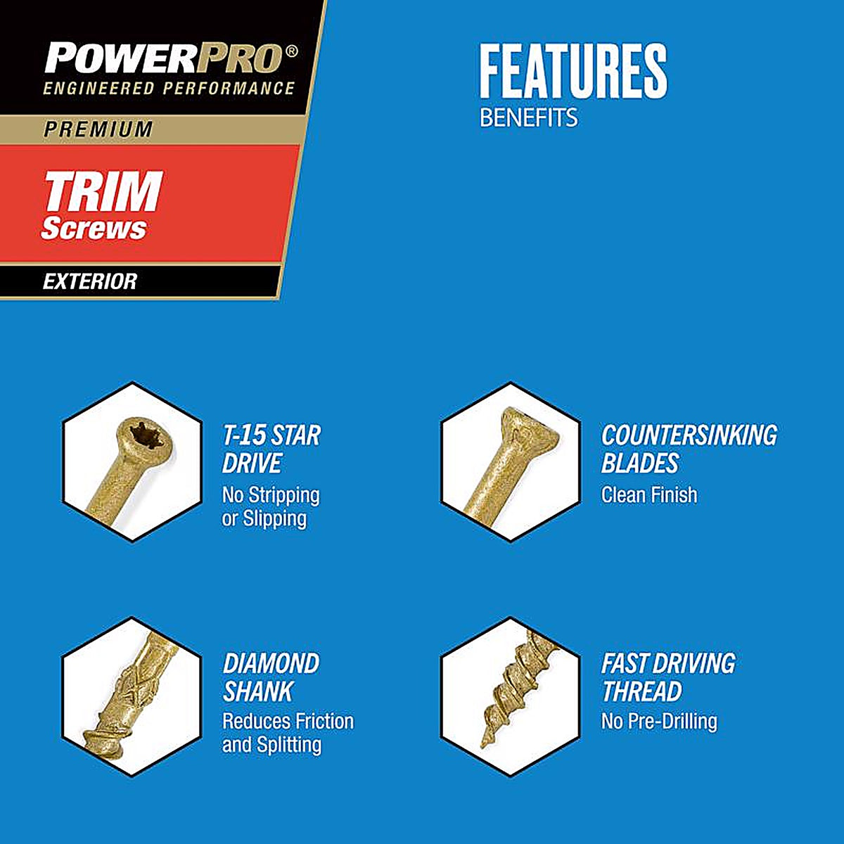 Hillman 48633 Power Pro No. 8 x 3 in. L Star Trim Screws 1 1/Pack