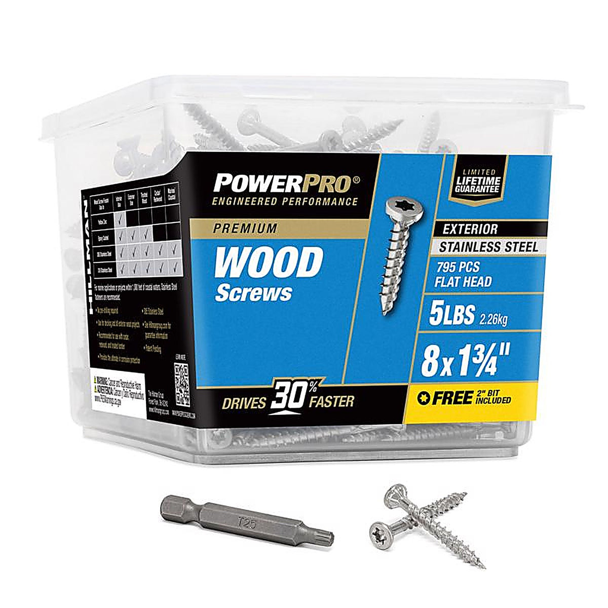 Hillman 48625 Power Pro No. 8 x 1-3/4 in. L Star Flat Head Exterior Deck Screws 5 lb.