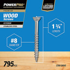 Hillman 48625 Power Pro No. 8 x 1-3/4 in. L Star Flat Head Exterior Deck Screws 5 lb.